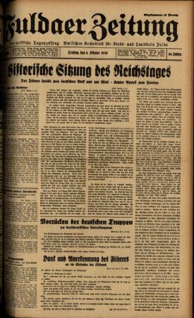Ausgabe vom Freitag, den 06. Oktober 1939.