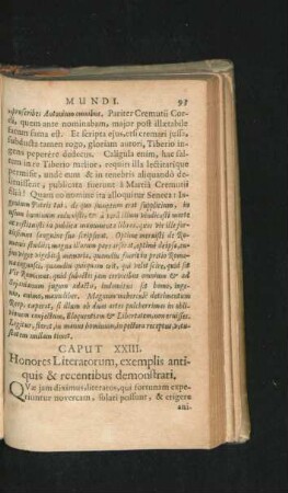 Caput XXIII. Honores Literatorum, exemplis antiquis & recentibus demonstrati.