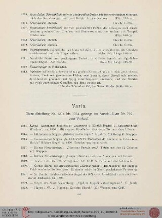 Varia (Nr. 1214-1354)