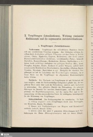 X. Vergiftungen (Intoxikationen), Wirkung riechender Medikamente und die sogenannten Autointoxikationen