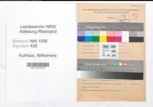 Entnazifizierung Wilhelmine Kuhfuss , geb. 09.10.1900 ()