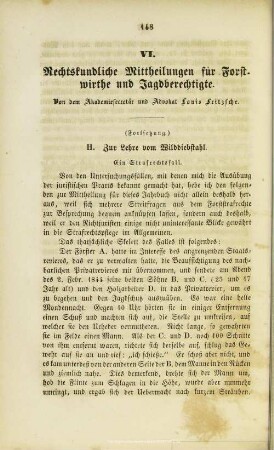 VI. Rechtskundliche Mittheilungen für Forstwirthe und Jagdberechtigte