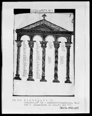 Gundold-Evangeliar — Band 1 — Band 2 — Kanon, Folio 7recto