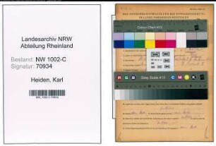 Entnazifizierung Karl Van Der Heiden, geb. 15.12.1899 (Mechaniker)