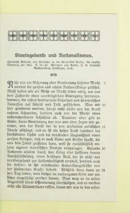 Staatsgedanke und Nationalismus