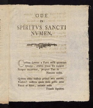 Ode in spiritus sancit numen.