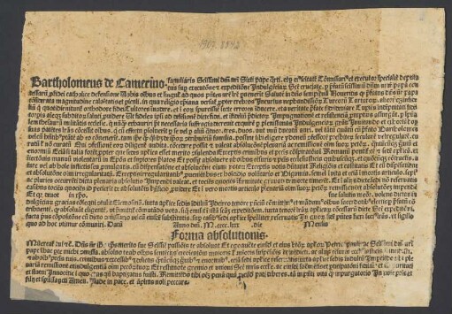 Ablassbrief zum besten des Kampfes gegen die Türken