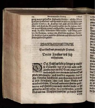 Das fuenff und zwantzigste Capittel. Doctor Faustus wil sich verheyraten.