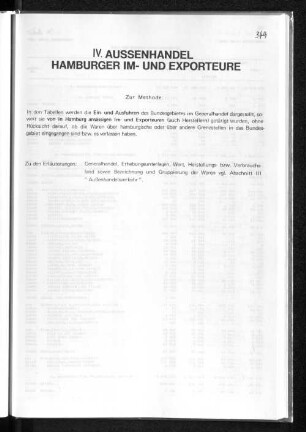IV. Außenhandel Hamburger Im- und Exporteure