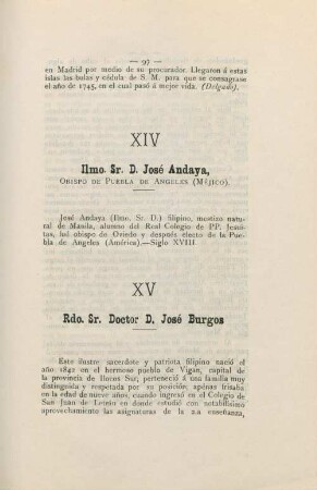 XIV. Ilmo. Sr. D. José Andaya, obispo de puebla de Angeles (Méjico)