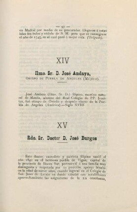 XIV. Ilmo. Sr. D. José Andaya, obispo de puebla de Angeles (Méjico)