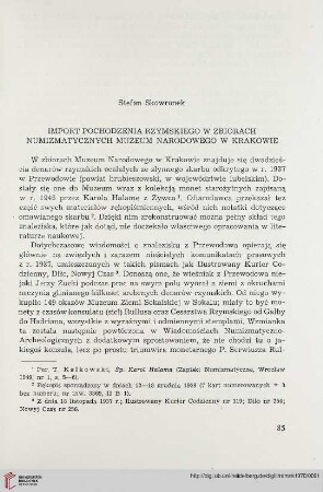 10: Import pochodzenia rzymskiego w zbiorach numizmatycznych Muzeum Narodowego w Krakowie