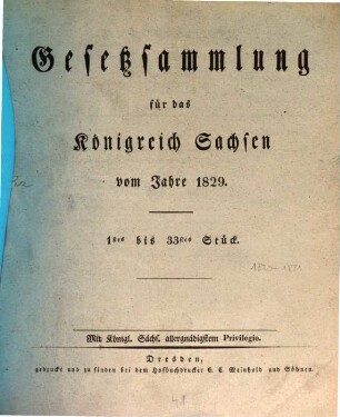Gesetzsammlung für das Königreich Sachsen. 1829