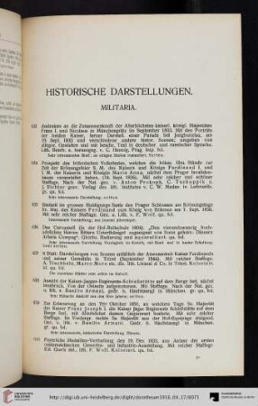 Historische Darstellungen: Militaria (Nr. 633-664)