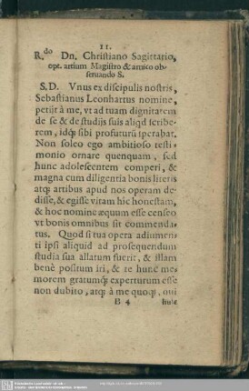 R.do Dn. Christiano Sagittario, opt.artium magistro