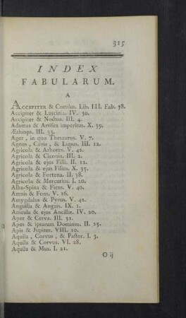 Index fabularum.