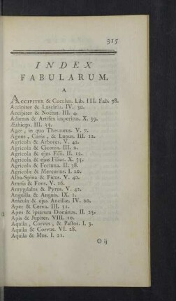 Index fabularum.