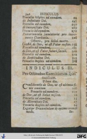 Indiculus III. Pro Octitudo Exercitiorum spiritualium.
