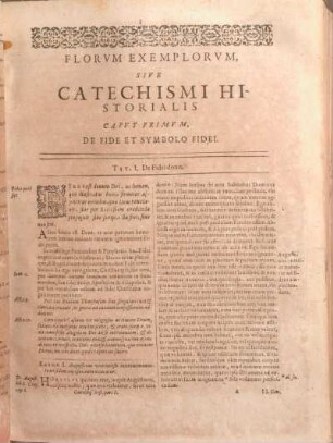 Florvm Exemplorvm, sive Catechismi Historialis Capvt Primvm. De Fide et Symbolo Fidei.