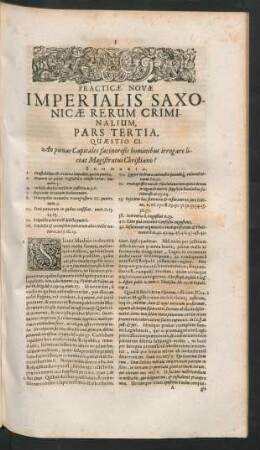 Practicae Novae Imperialis Saxonicae Rerum Criminalium, Pars Tertia. Quaestio CI. - CX.