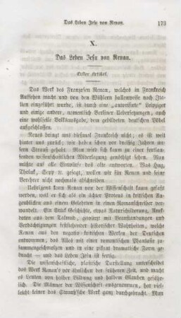 173-191 Das Leben Jesu von Renan : erster Artikel