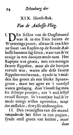 XIX. Hooft-stuk. Van de Aalbesse-Vlieg