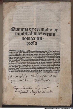 Liber de exemplis et similitudinibus rerum : mit Privileg