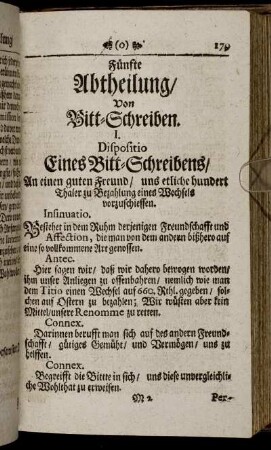 Fünfte Abtheilung/ Von Bitt-Schreiben