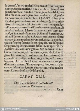 CAPUT XLII. De Sole cum fuerit in domo sua, & aliorum Planetarum.