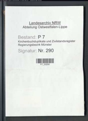Zivilstandsregister der Munizipalität Altschermbeck (G 1813). (Gemeinde: Altschermbeck, Kreis Recklinghausen)