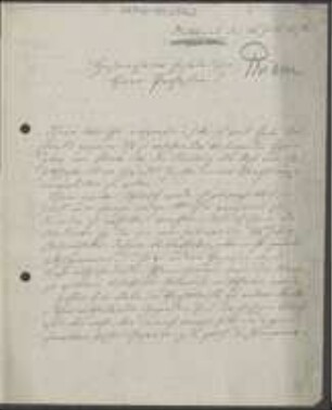 Brief von Max Priem an Unbekannt