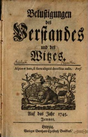 Belustigungen des Verstandes und Witzes. 1745, Jan. - März