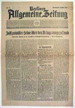 Tageszeitung "Berliner Allgemeine Zeitung" zur Sitzung der preußischen Nationalversammlung