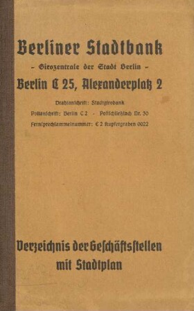 Verzeichnis der Geschäftsstellen mit Stadtplan