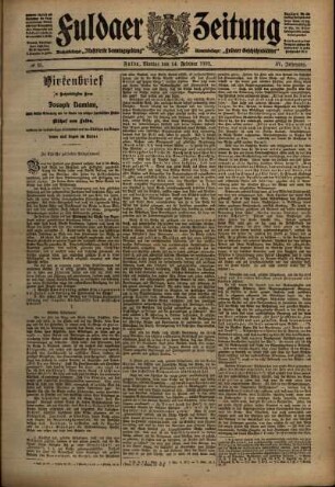 Zweite Ausgabe vom Montag, den 14. Februar 1910.