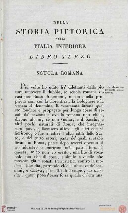 Libro Terzo: Scuola Romana