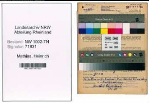 Entnazifizierung Heinrich Mathias , geb. 13.05.1891 (Spediteur)