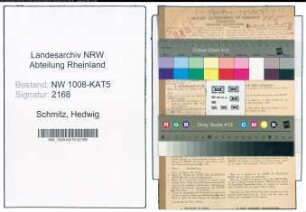 Entnazifizierung Hedwig Schmitz , geb. 15.01.1896 (Lehrerin)