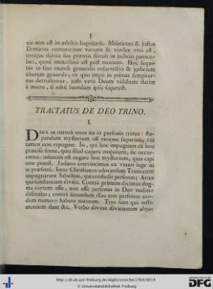 Tractatus De Deo Trino.