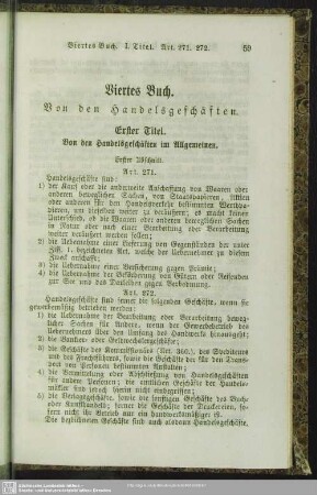 Viertes Buch. Von den Handelsgeschäften