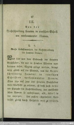 IX. Von der Rechtschreibung fremder in teutschen Schriften vorkommender Namen