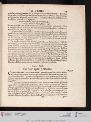 Cap. XX: De Pileo apud Romanos.