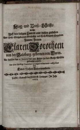 Klag- und Trost-Schrifft