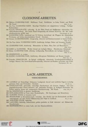 Lack-Arbeiten. Verschiedenes (Nr. 797-817)