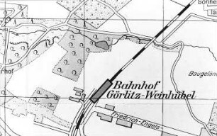 Görlitz-Weinhübel (bis 1936 Leschwitz). Stadtplan von Görlitz, 1958, Ausschnitt: Gegend bei der ehem. Feldmühle