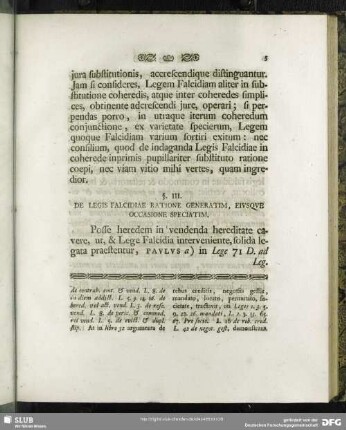 §. III. De Legis Falcidiae Ratione Generatim, Eiusque Occasione Speciatim
