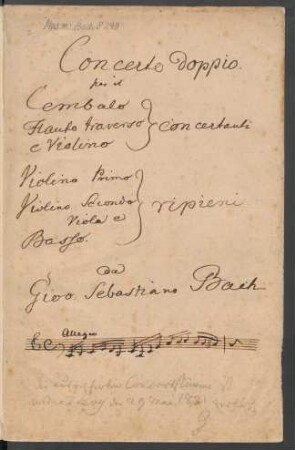 Konzerte. Auszüge; fl, vl, cemb; strings; a-Moll; BWV 1044