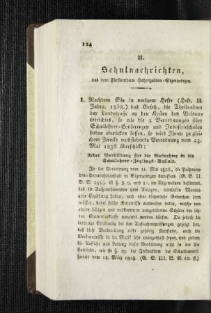 Schulnachrichten, aus dem Fürstenthum Hohenzollern-Sigmaringen
