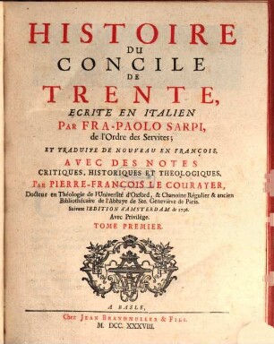 Histoire Du Concile De Trente, 1
