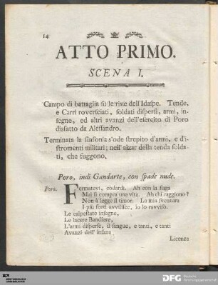 Atto Primo. / Erste Abhandlung.